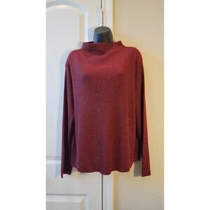 Preston & York Sweater Mock Turtleneck Size XL in Red Metallic